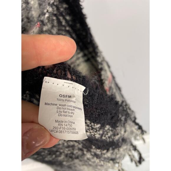 Dark Gray Plaid w/Pink Accents Shawl or Throw Blanket, Super Soft, Lightweight - Picture 2 of 5